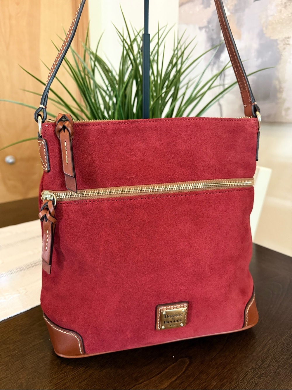 Dooney & Bourke Red Suede Crossbody - Picture 3 of 8